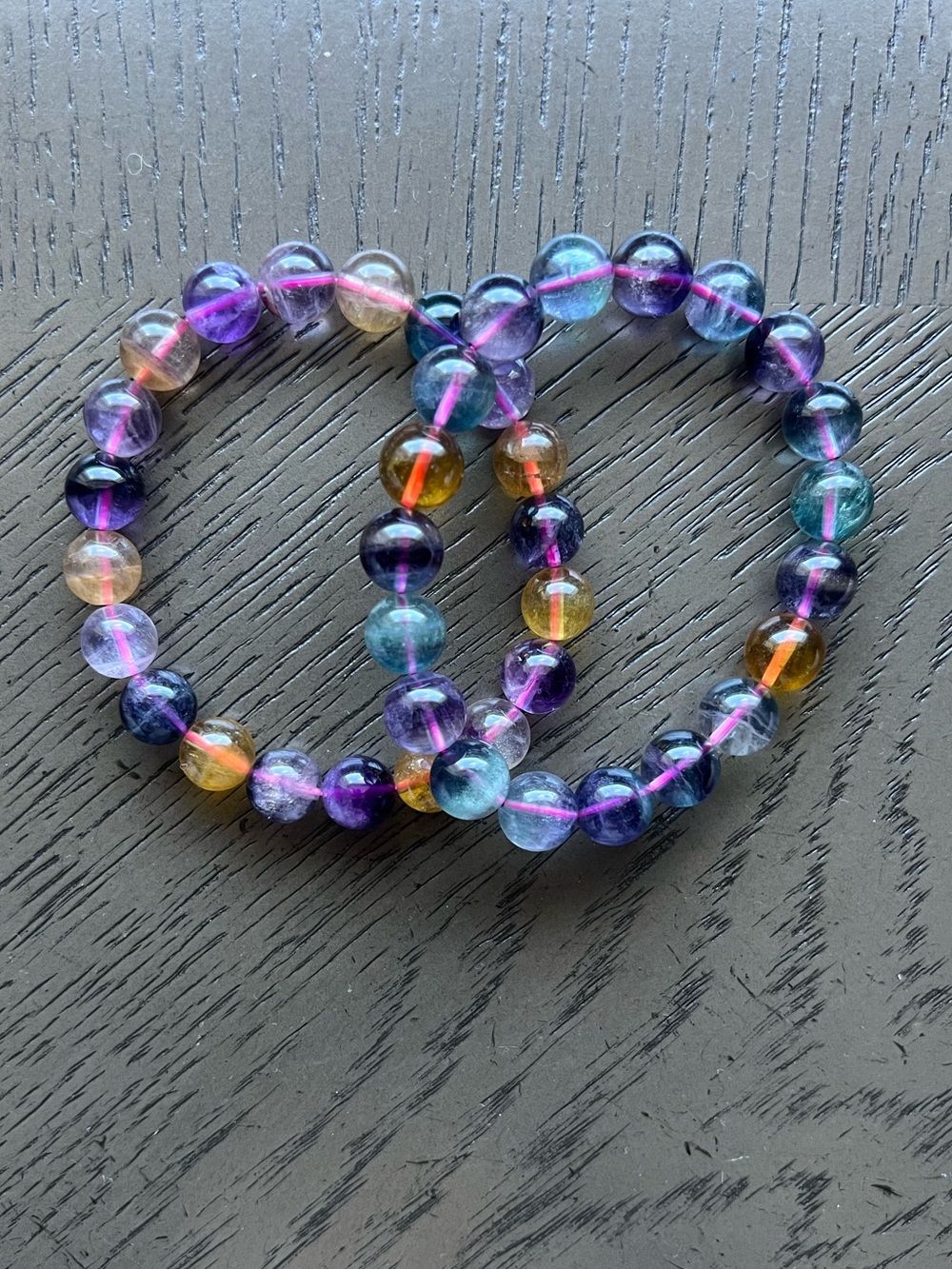 Rainbow fluorite bracelet 10mm SIZE 6.5-6.75’ (ONE )